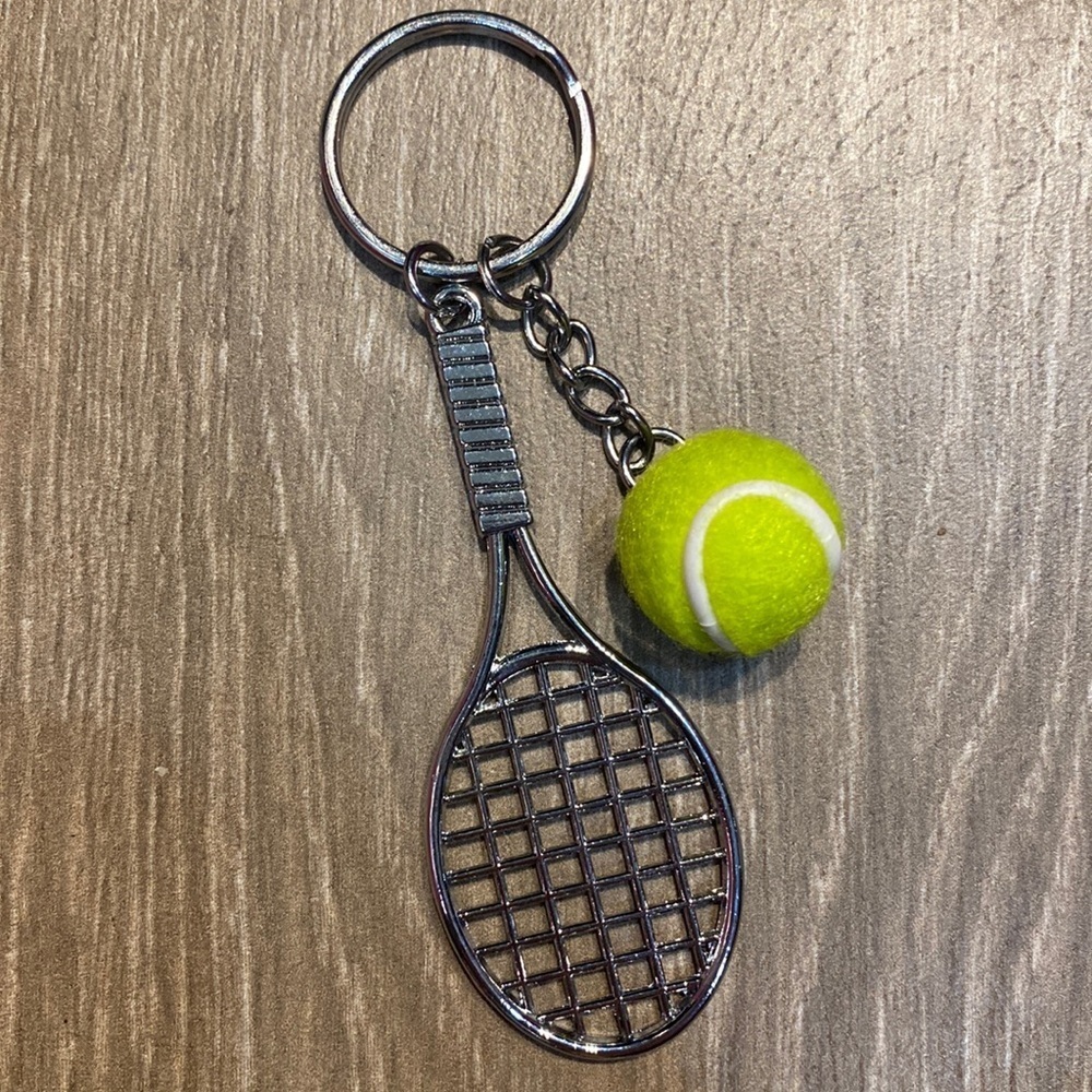 Tennis Racket & Ball Keychain Sports Keyring